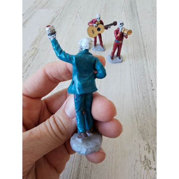 Lemax skeleton band musical drinking‎ people accessory Halloween set guitar - Picture 4 of 11